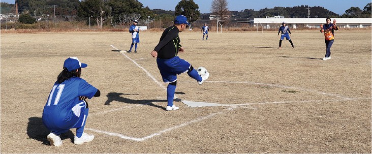 フットソフトボール、練習風景